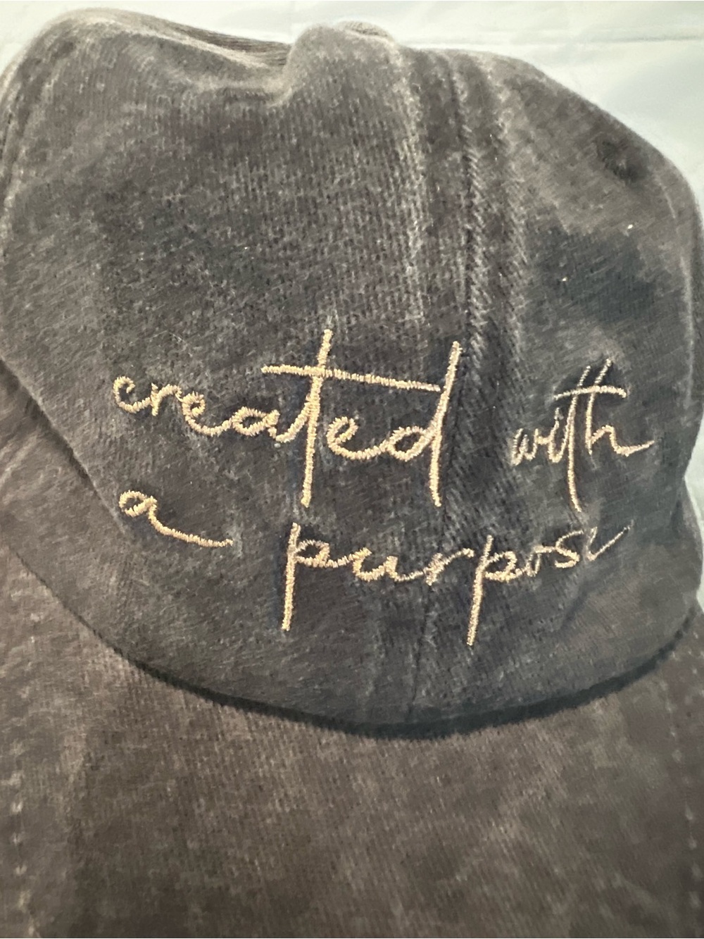 Embroidered 'Created With A Purpose' Black Cap